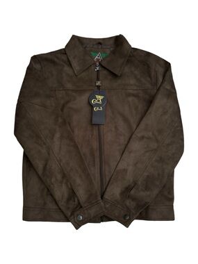 Brown Suede Zip-Front Oversized Jacket